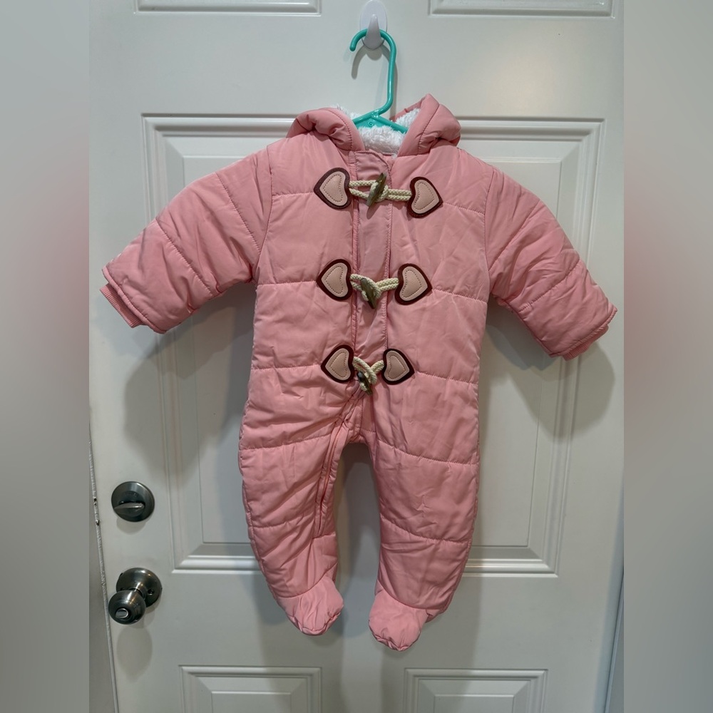 Pink Hooded Baby One-Piece Snowsuit